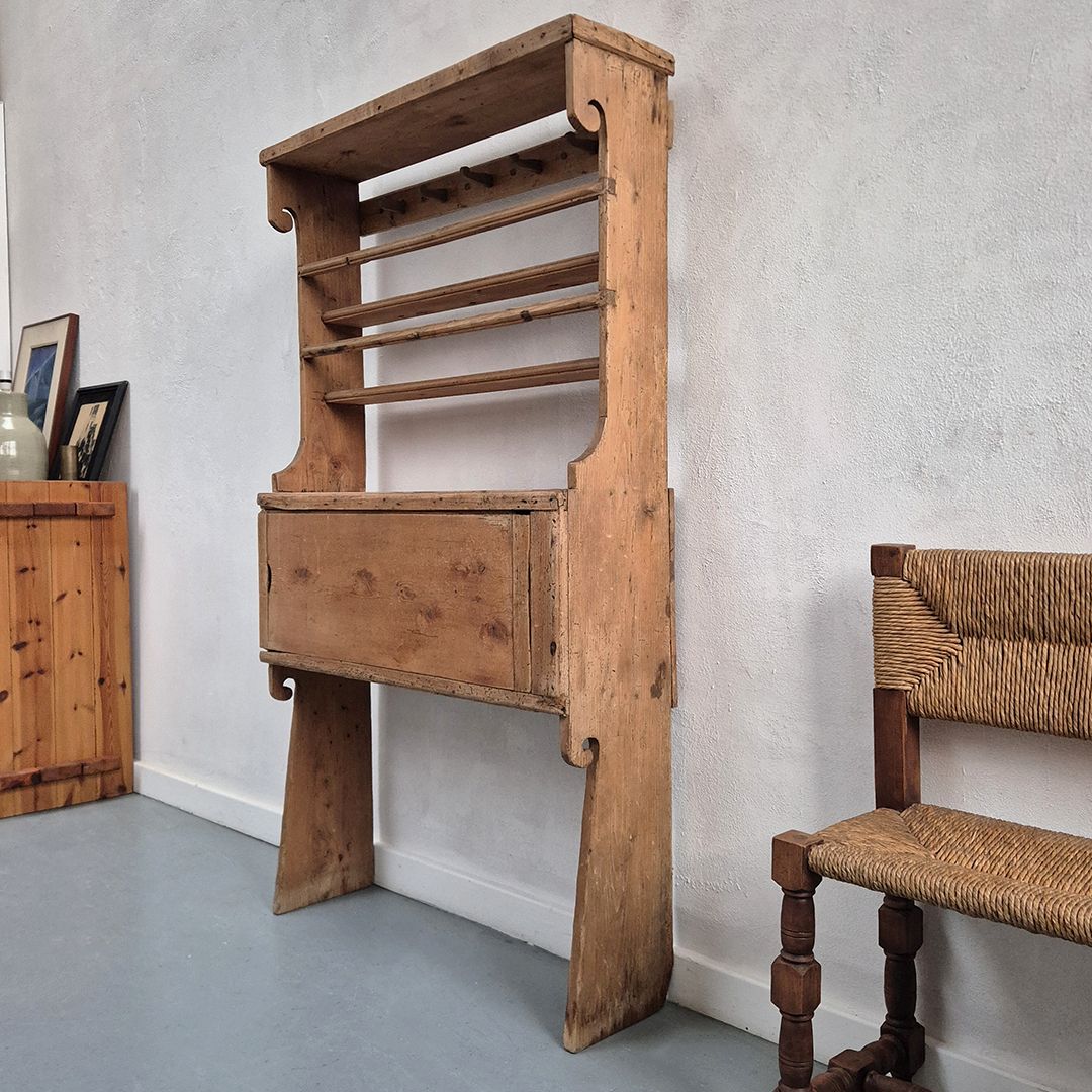 Rustic Wooden Kitchen Dresser: Farmhouse Antique Primitive Folk Style photo Furniture