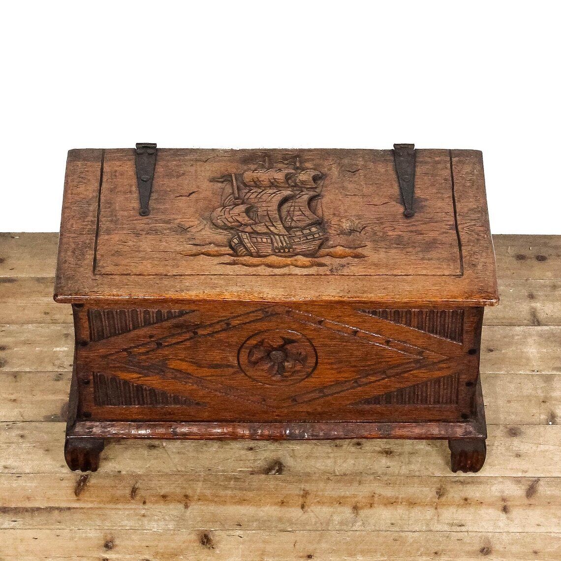 Early 20th Century Small Antique Oak Chest  Antique Coffer  Antique Furniture  Antiques  Antique Storage photo buy