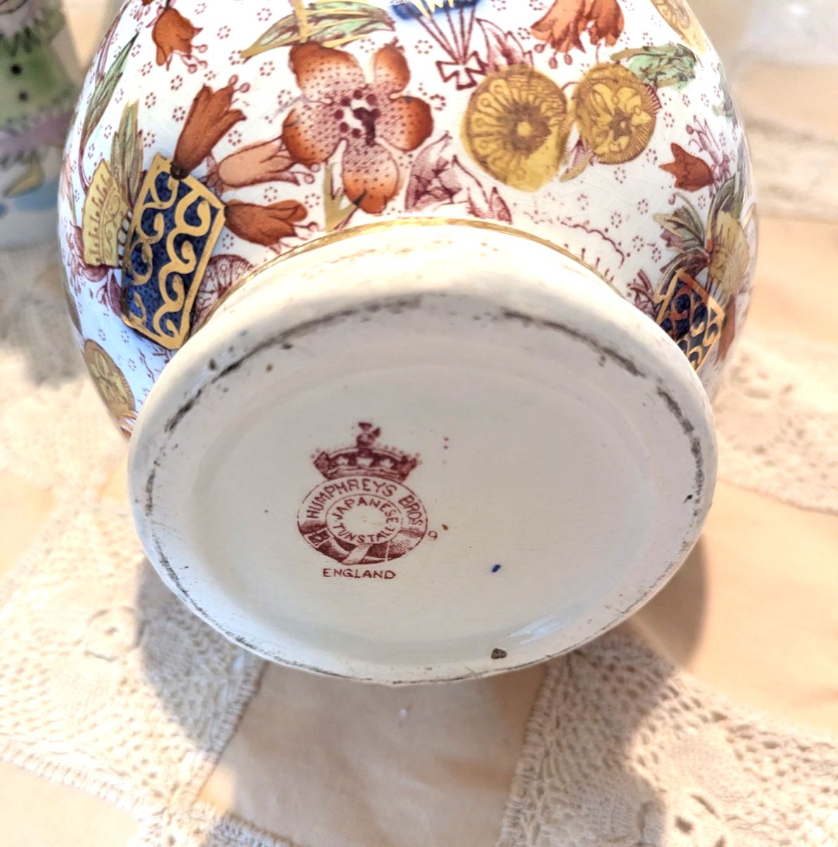 Antique Victorian Humphrey Bros Japanese Tunstall  Gilded Floral Vase Urn photo 74.0