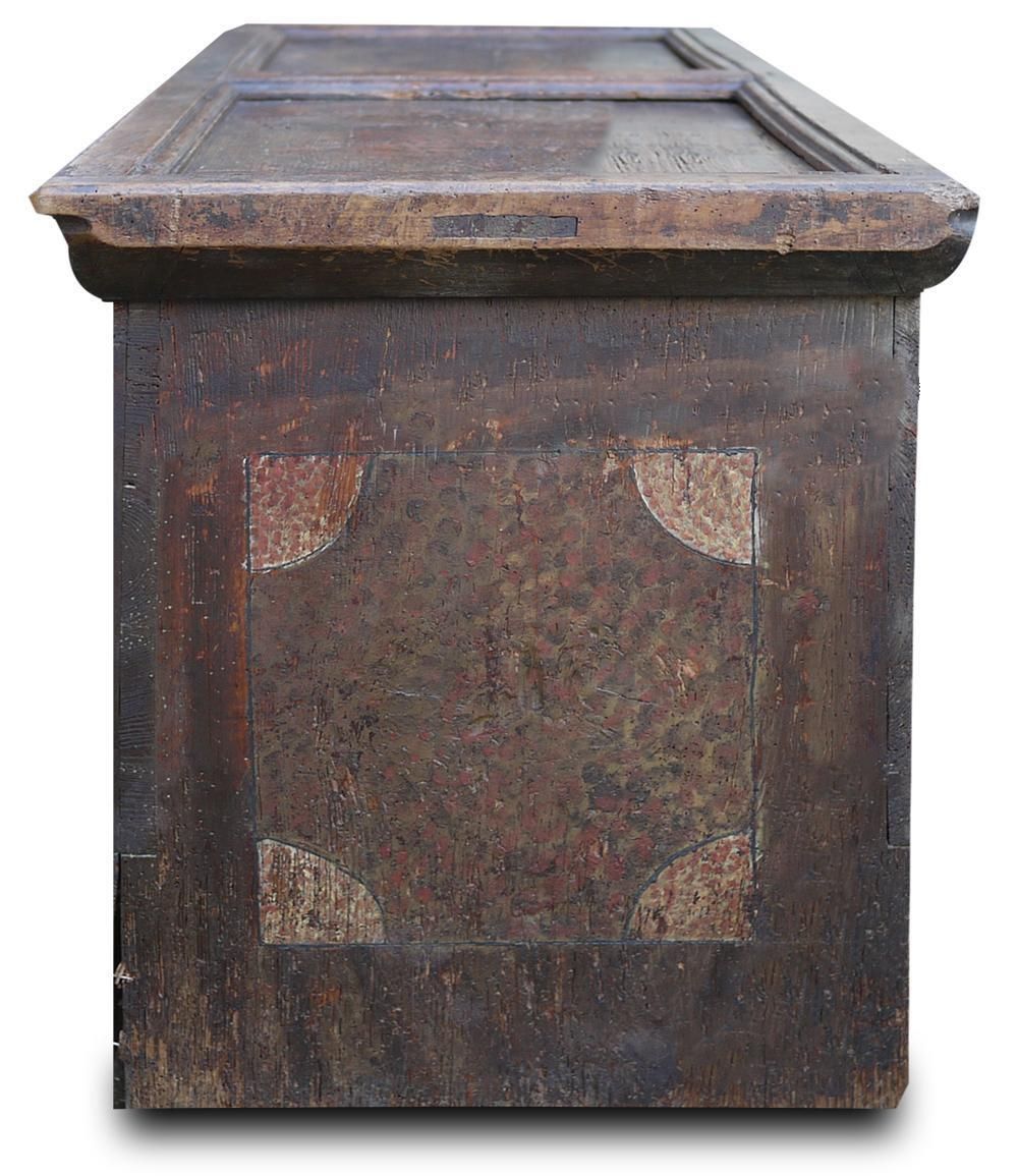 18th Century Blanket Chest Blue And Red Painted photo Furniture