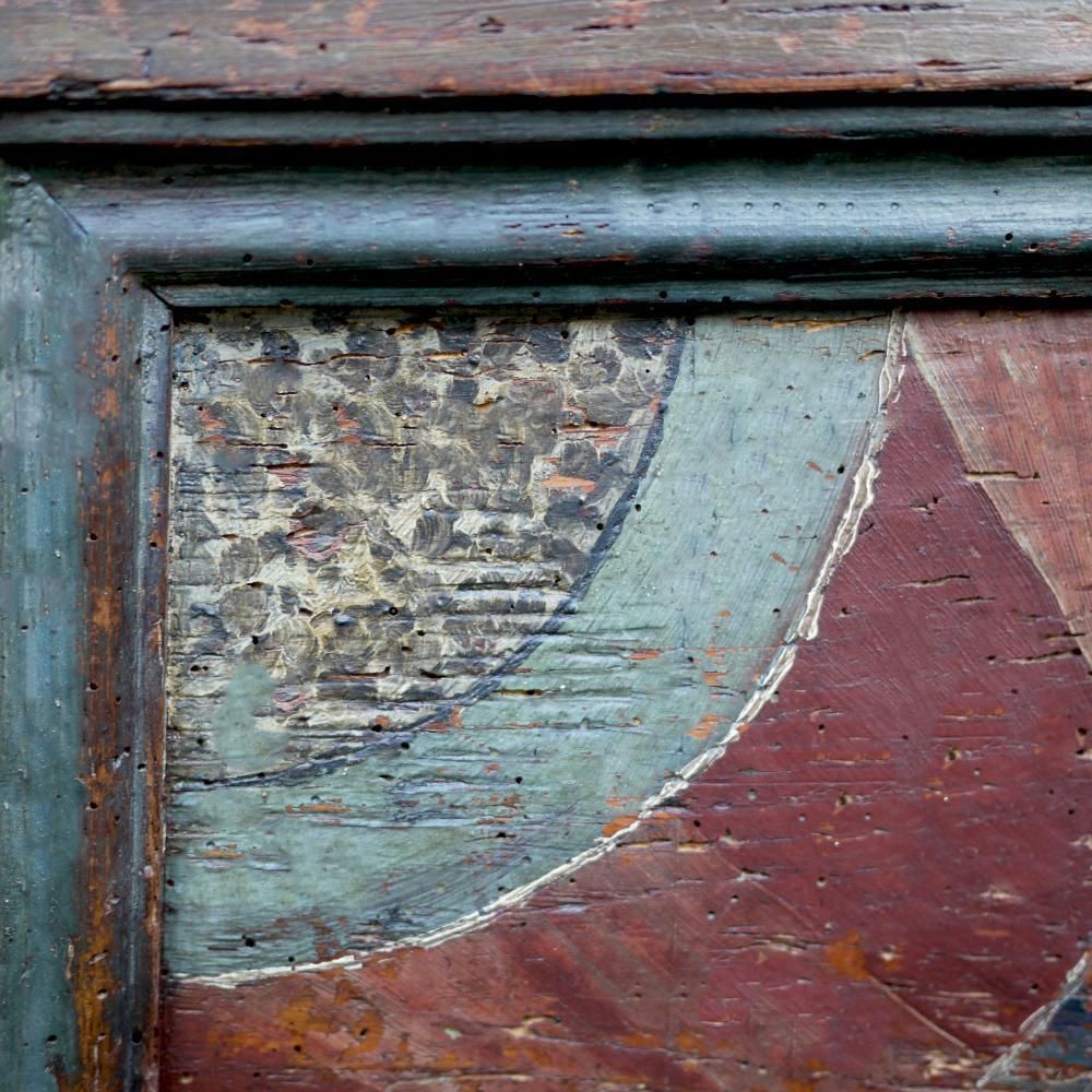 18th Century Blanket Chest Blue And Red Painted photo vintage