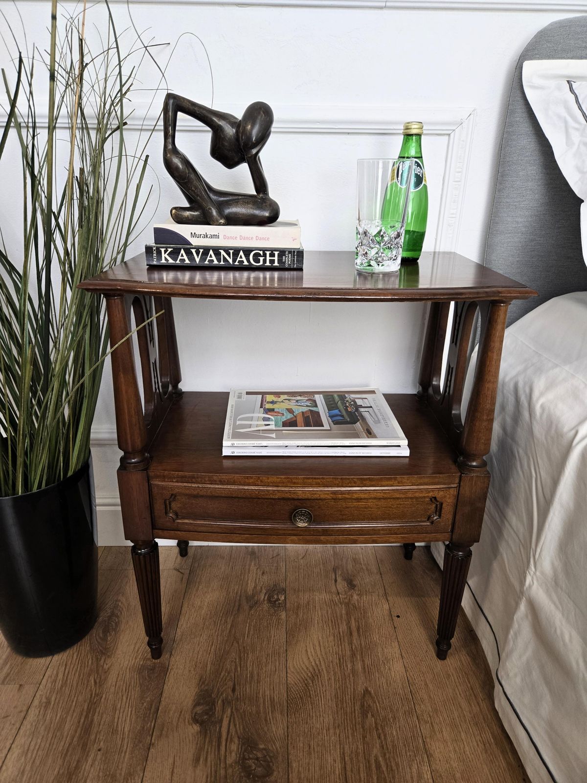 Pair Of Italian Carved Wood Mid Century Modern Night Stands Bed Side Tables photo for sale