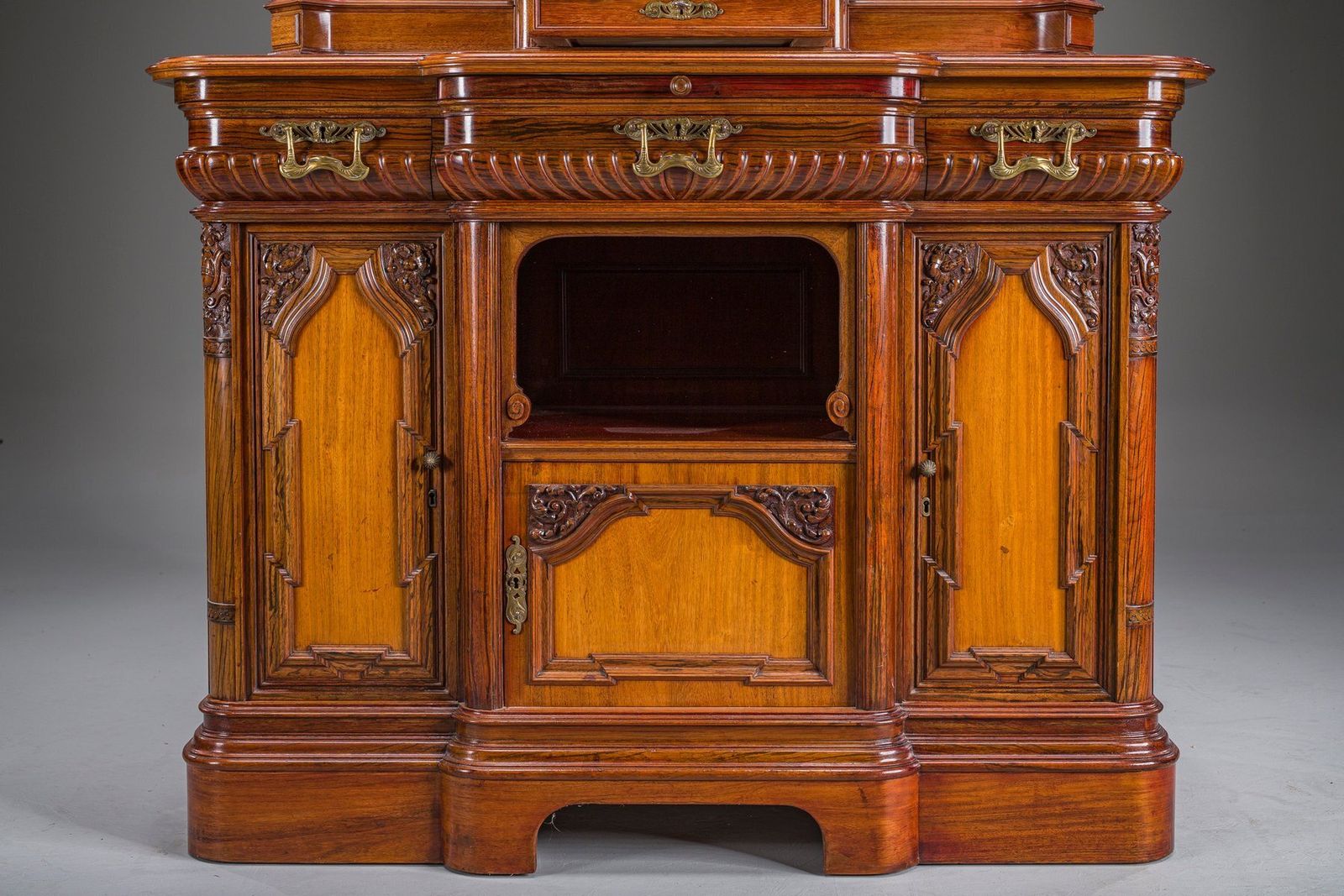 photo buy Neo Baroque German Buffet Cabinet In Walnut & Mahogany, 1890s