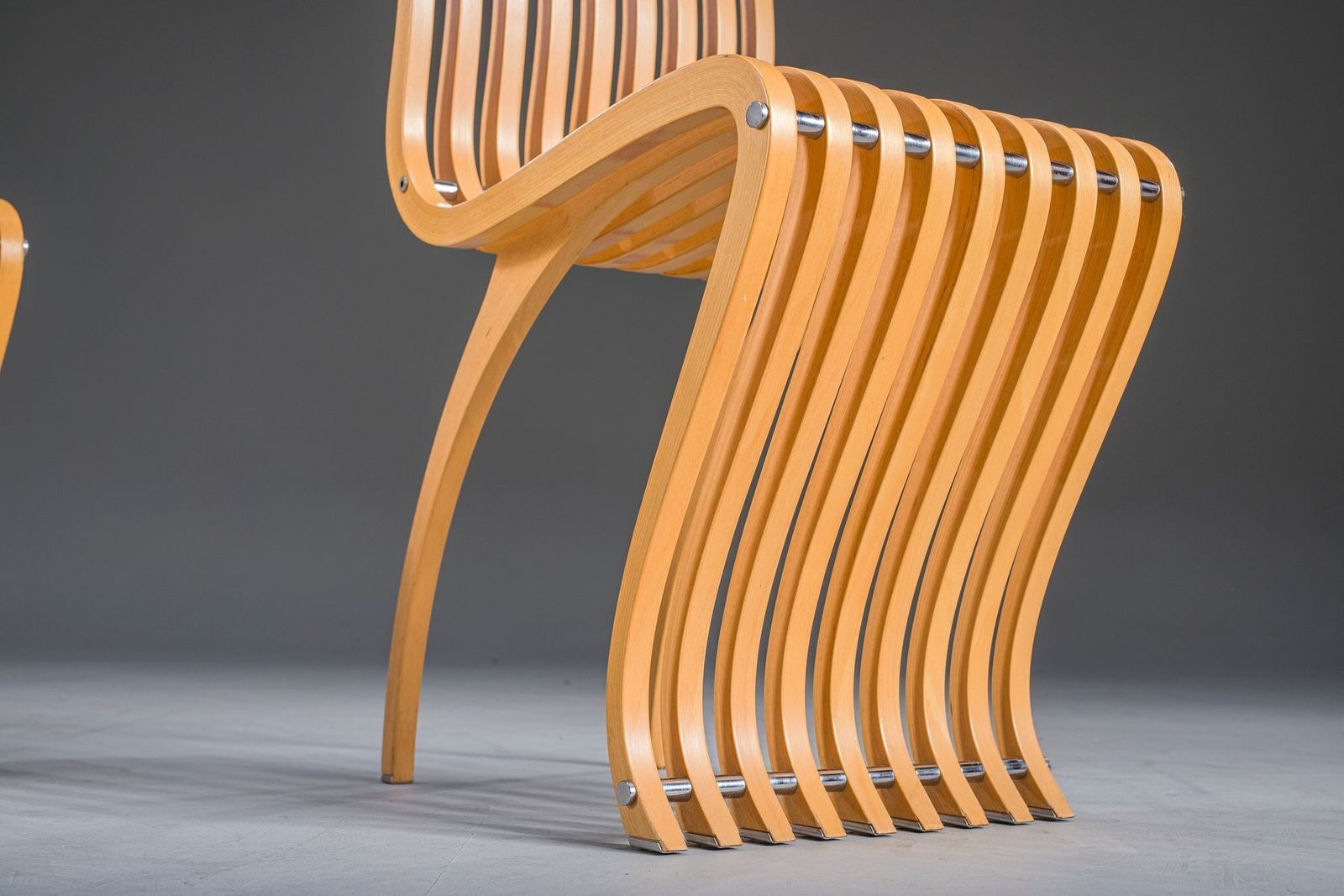 Schizzo Chairs In Beech And Chrome By Ron Arad For Vitra, Germany, 1980s, Set Of 2 photo furniture