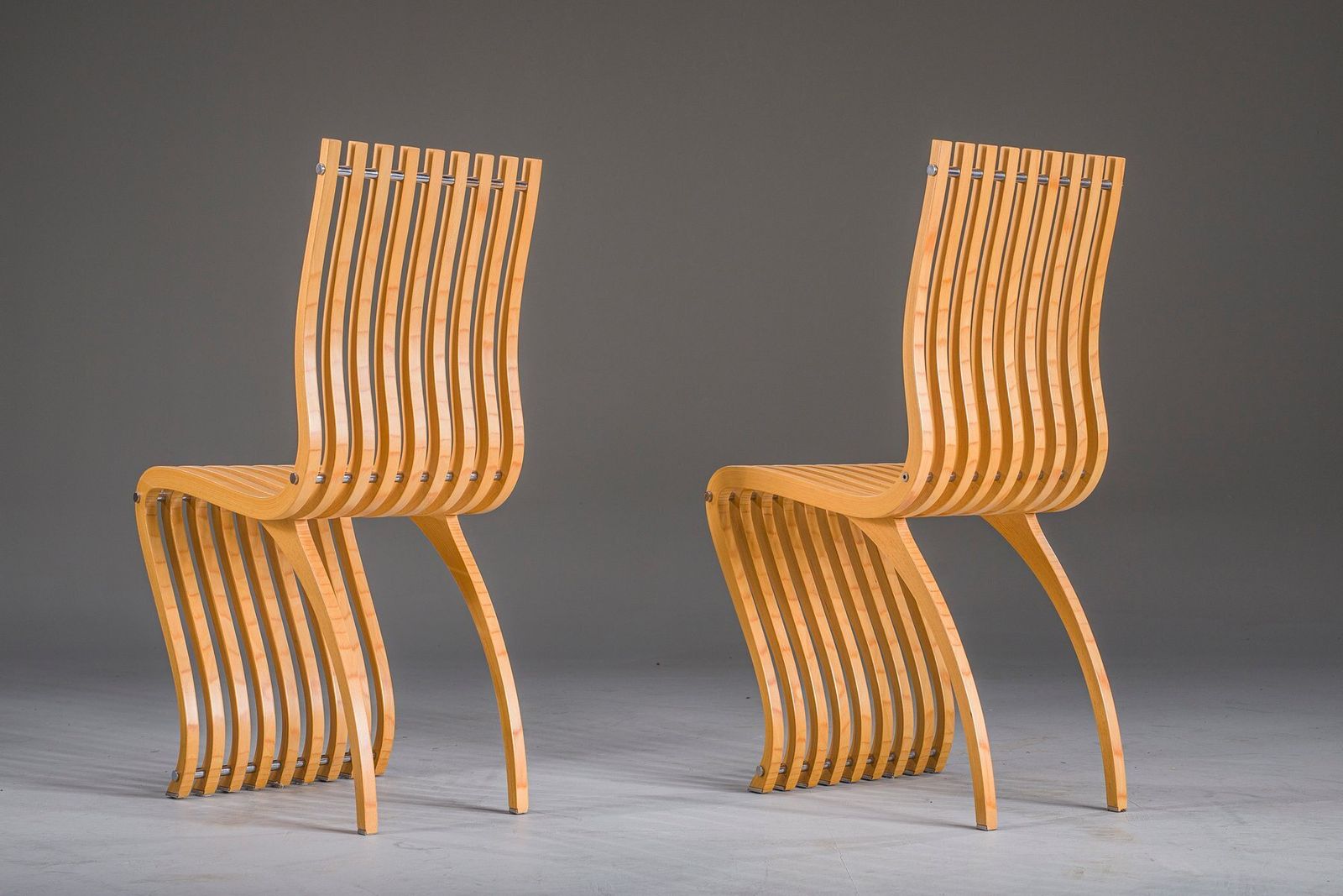 photo buy Schizzo Chairs In Beech And Chrome By Ron Arad For Vitra, Germany, 1980s, Set Of 2