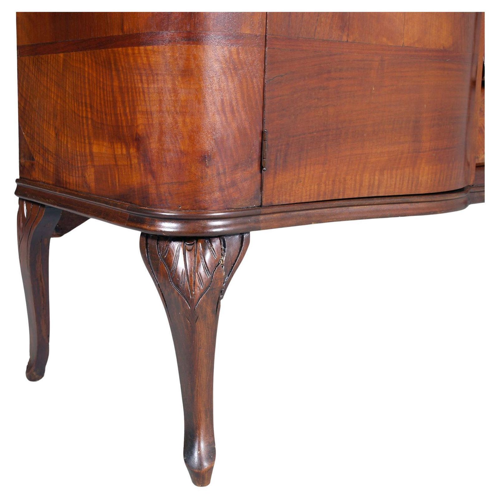 1920s Italian Art Deco Sideboard Display Cabinet, Walnut Veneer By Fratelli Mora photo vintage