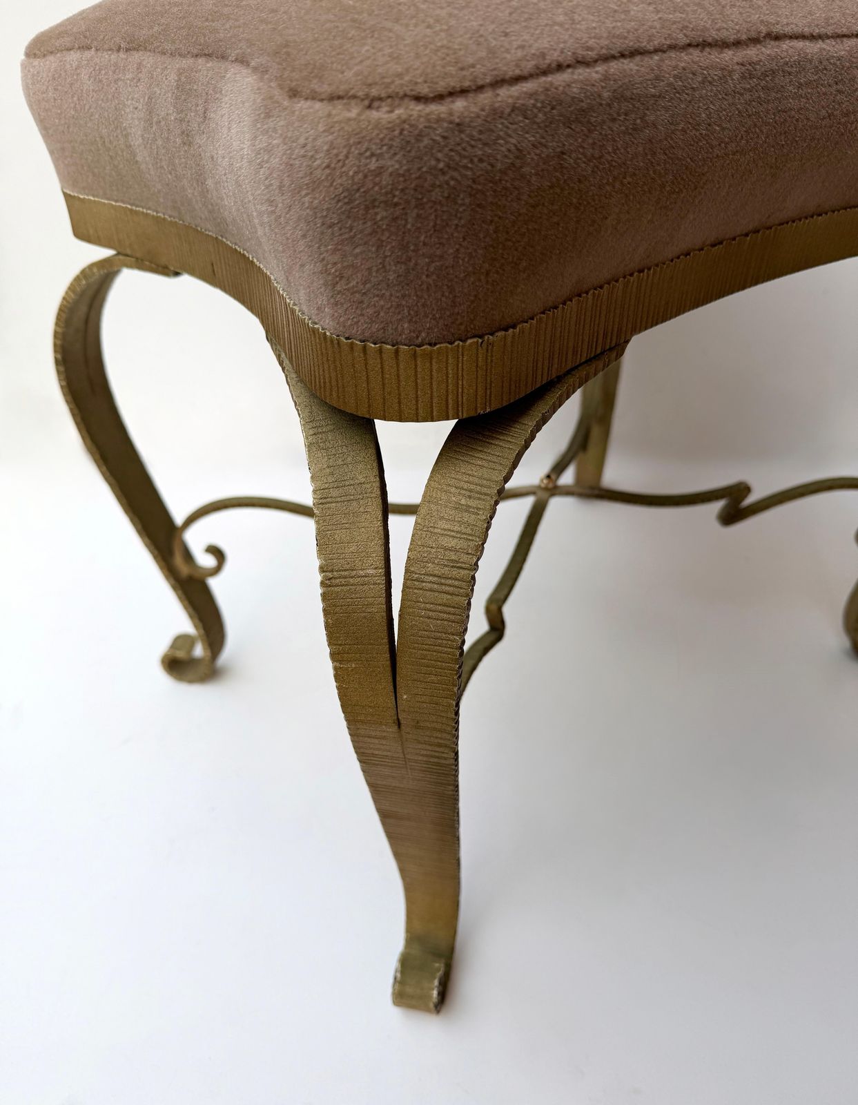 Pair Of Stools Gilt Wrought Iron By Pier Luigi Colli, Italy, 1950s photo for sale