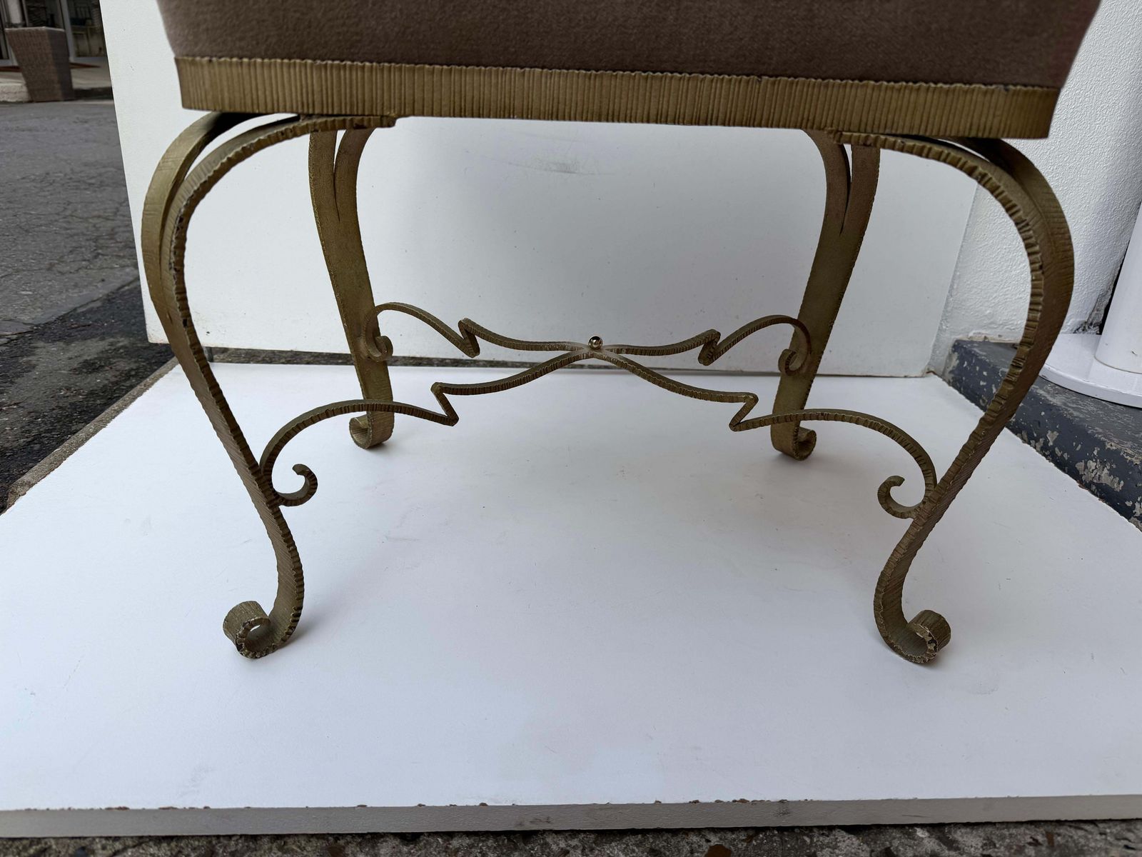 photo for sale Pair Of Stools Gilt Wrought Iron By Pier Luigi Colli, Italy, 1950s
