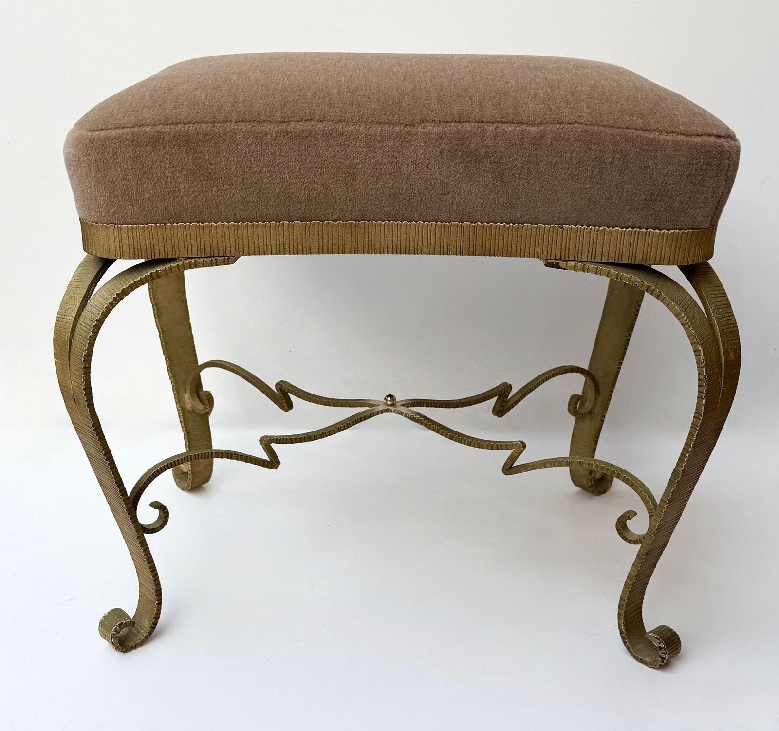 Furniture Pair Of Stools Gilt Wrought Iron By Pier Luigi Colli, Italy, 1950s photo