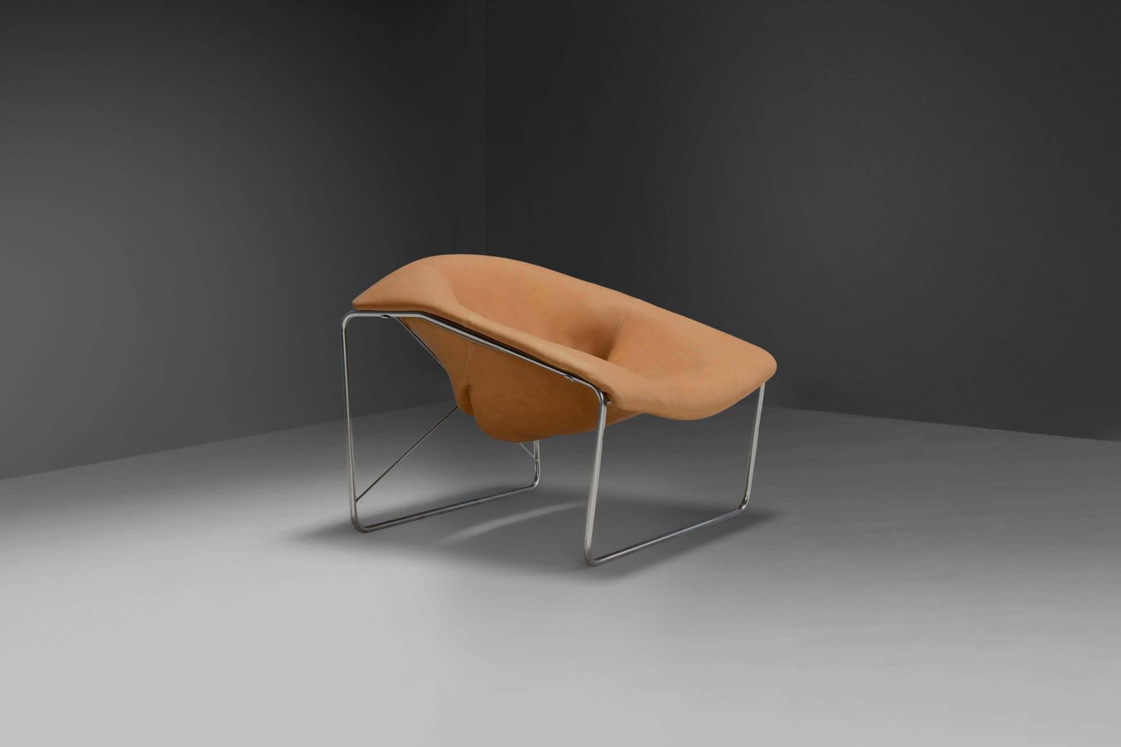 Leather And Chrome Olivier Mourgue Cubique Chair By Airborne, France 1968 photo Furniture
