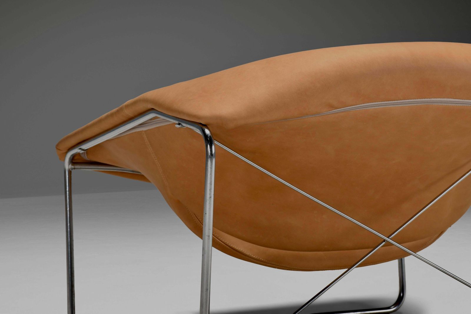 Leather And Chrome Olivier Mourgue Cubique Chair By Airborne, France 1968 photo vintage