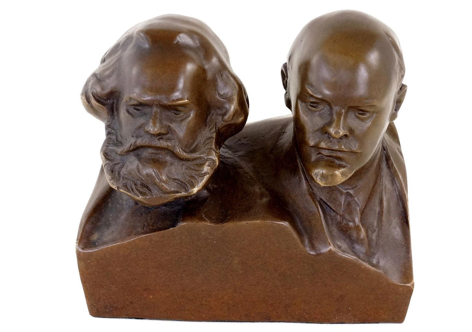 Bronze Bust Of Karl Marx And Vladimir Lenin, 20th Century photo Art
