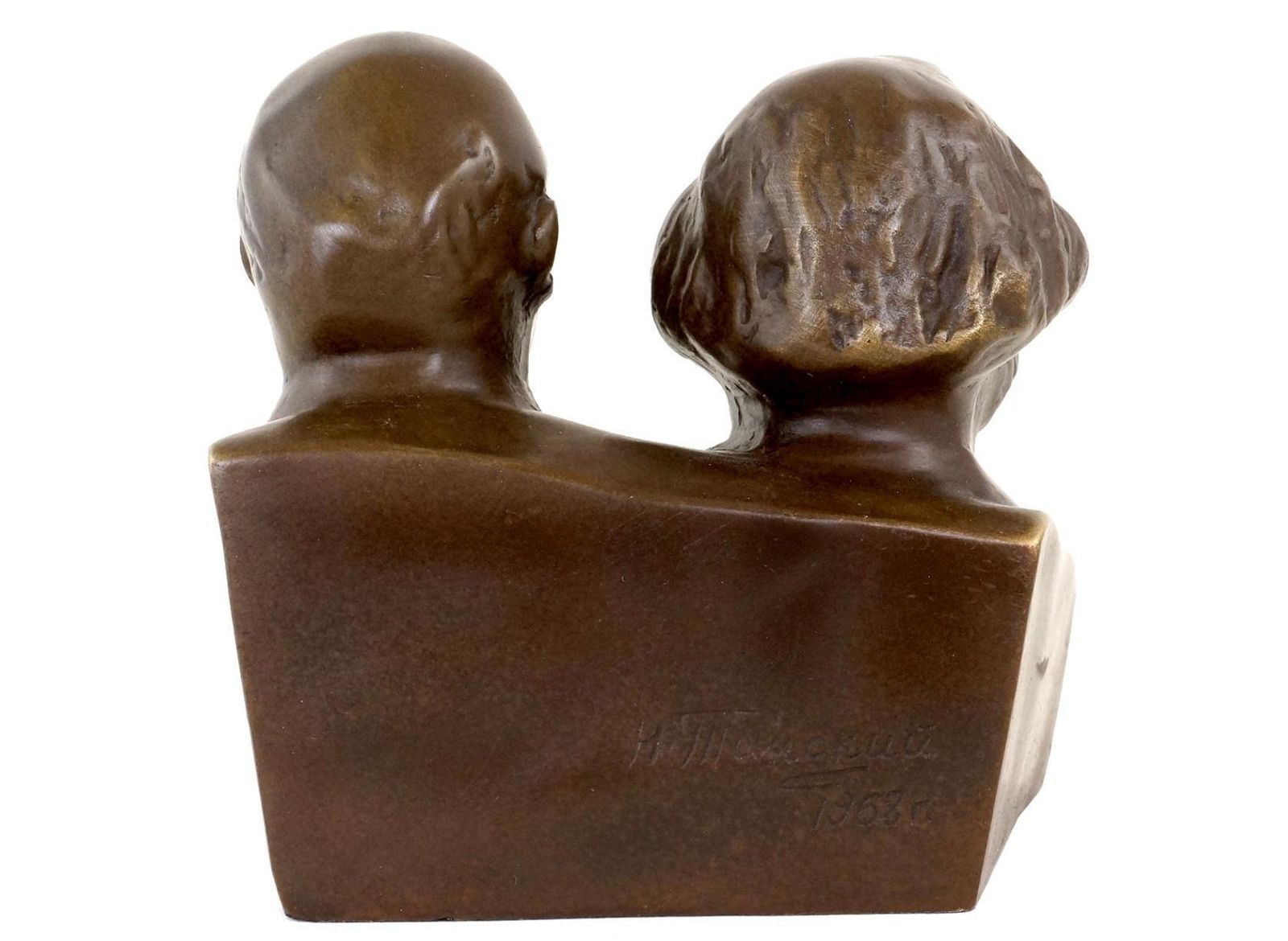 Bronze Bust Of Karl Marx And Vladimir Lenin, 20th Century photo buy