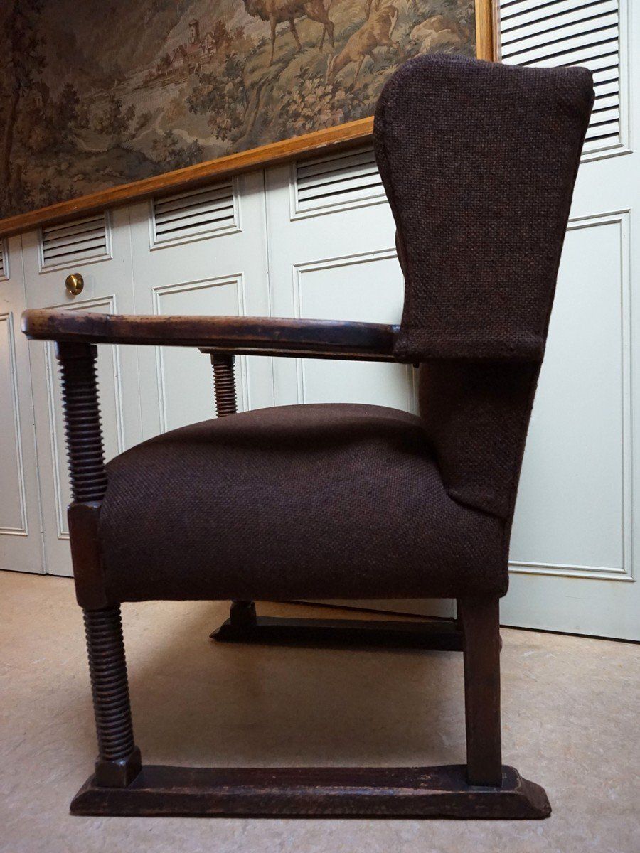 Mid Century Brutalist Wing Armchair In The Manner Of Charles Dudouyt, 1950s photo 645.0