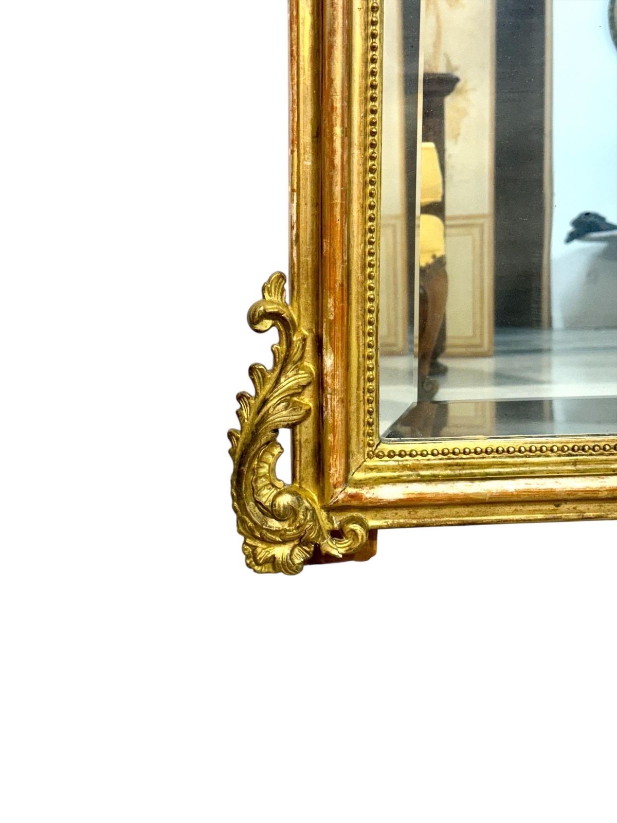 Large Antique Louis XV Gilt And Beveled Mirror, France 19th Century photo buy