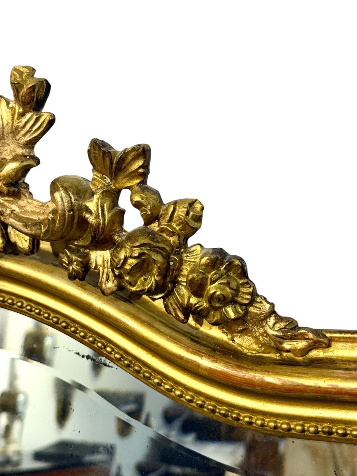 photo furniture Large Antique Louis XV Gilt And Beveled Mirror, France 19th Century