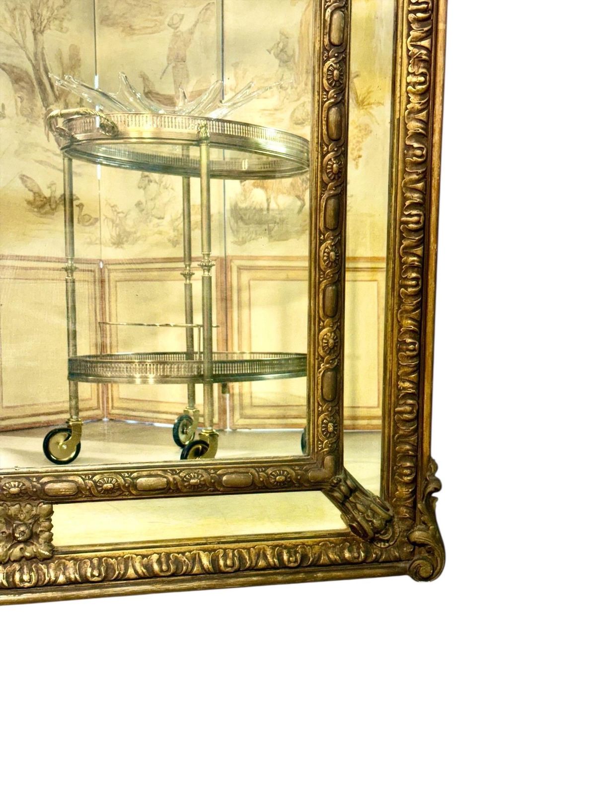 photo furniture Large Napoléon III Giltwood Mirror With Laurel Crest, And Aged Glass