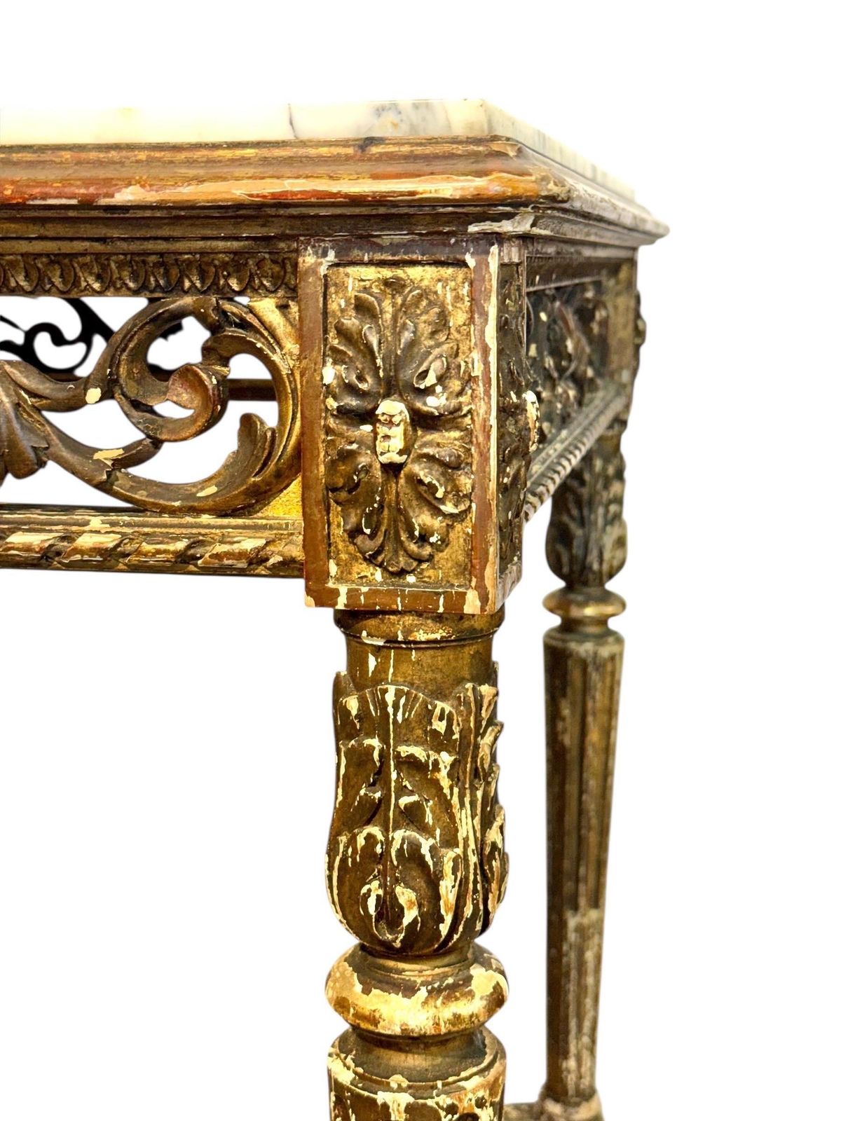 19th Century French Giltwood Center Table With Carved Apron And Marble Top photo for sale