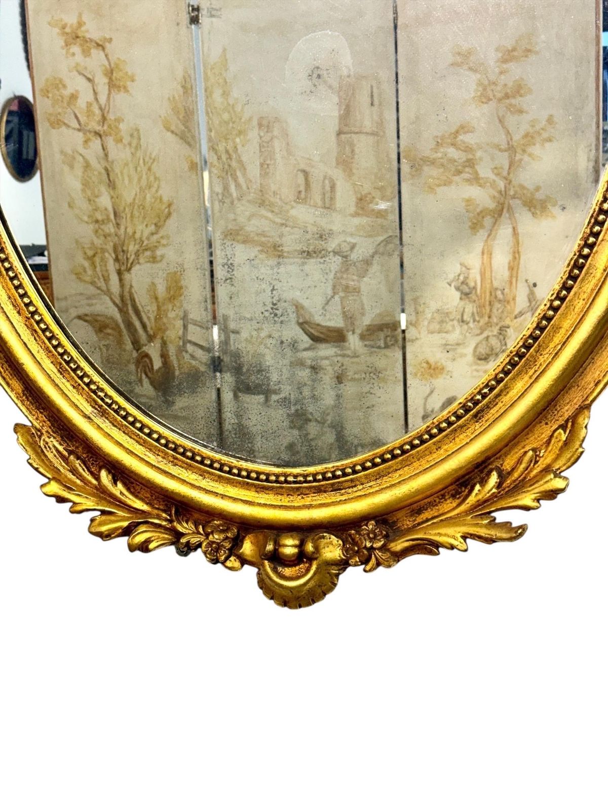 Large Oval Louis XVI Style Giltwood Mirror, 19th Century photo furniture