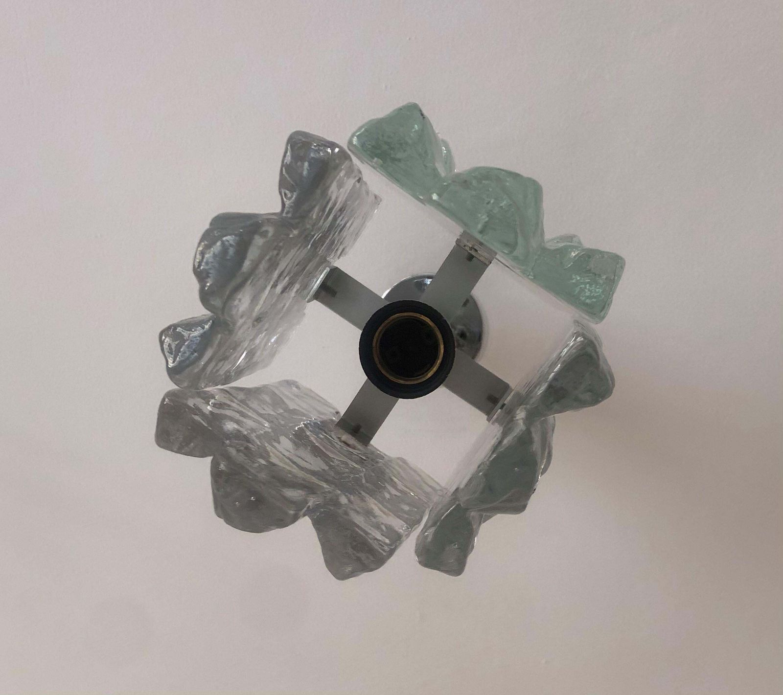 Austrian Midcentury Ice Glass Chandelier By Kalmar, Model "Sierra", 1970s photo Lighting