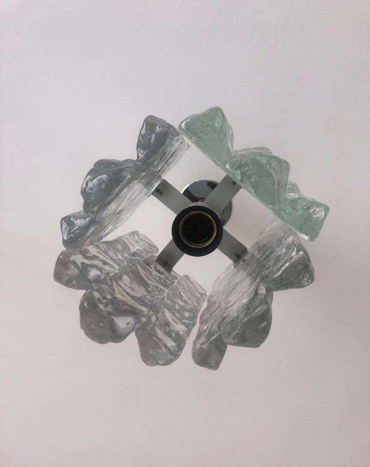 Austrian Midcentury Ice Glass Chandelier By Kalmar, Model "Sierra", 1970s photo vinterior