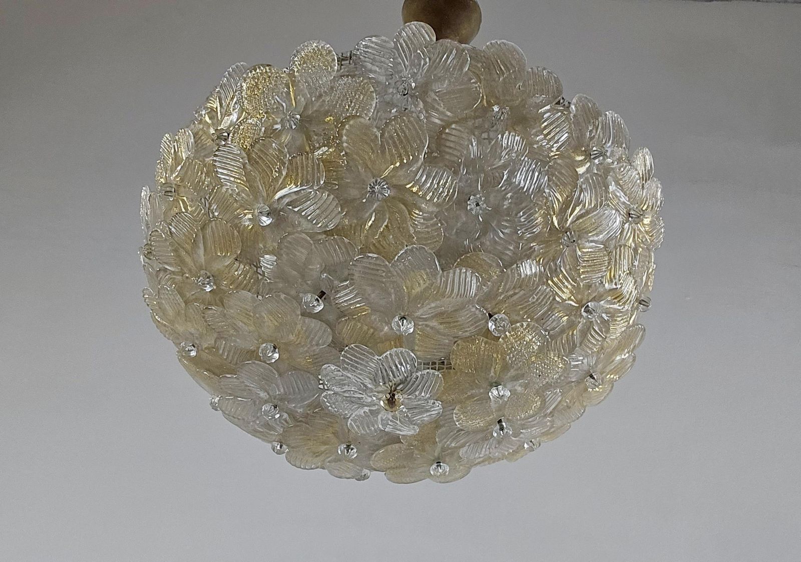 Murano Glass Flower Basket Chandelier By Barovier & Toso, Italy photo vinterior