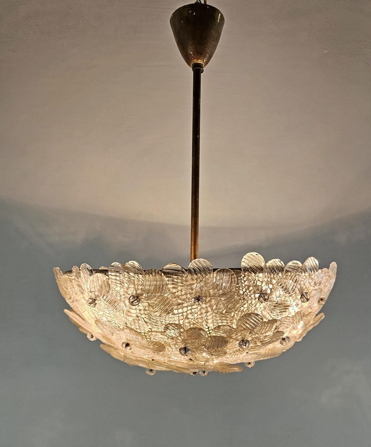 photo for sale Murano Glass Flower Basket Chandelier By Barovier & Toso, Italy
