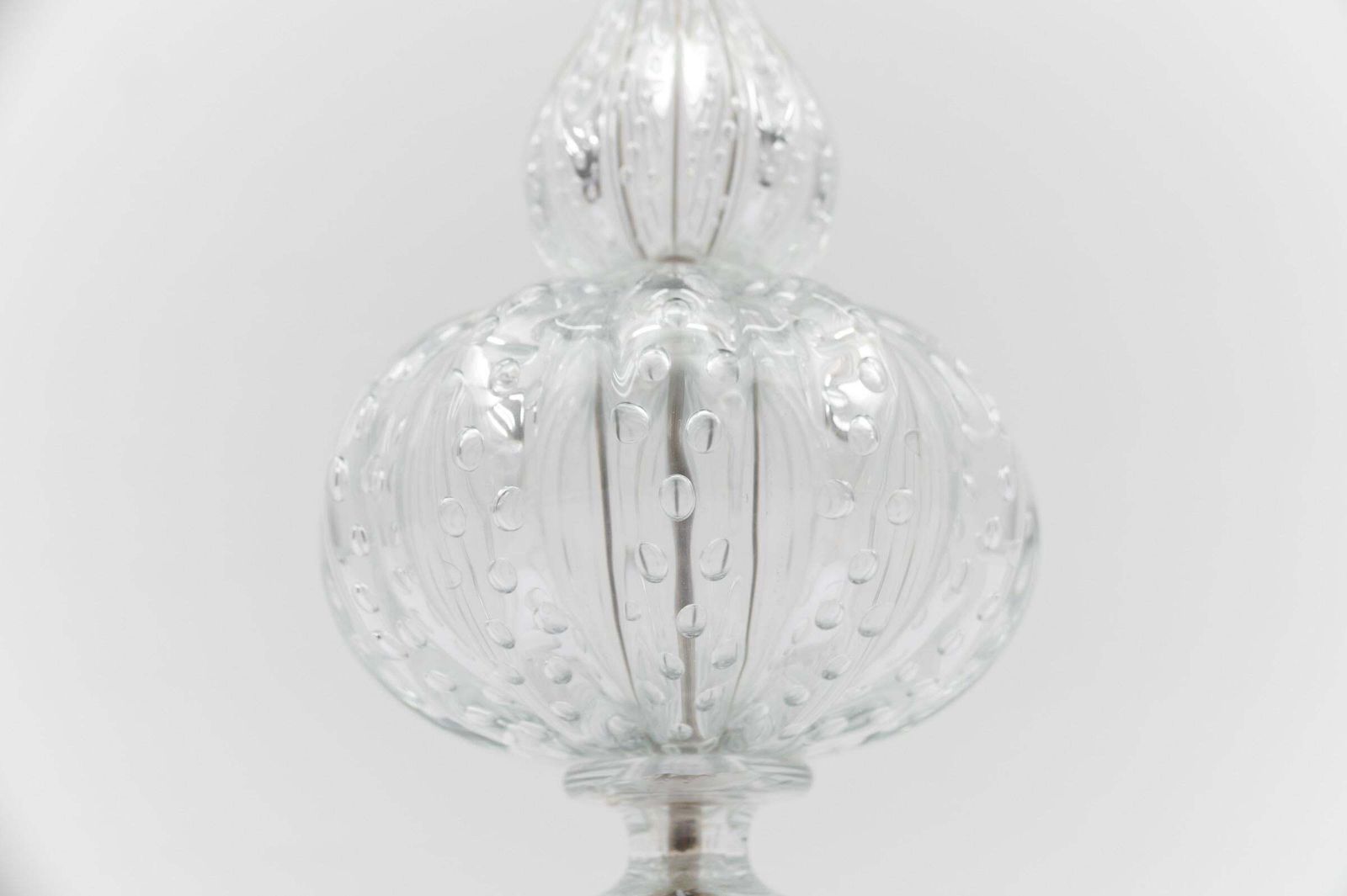Murano Glass Table Lamp With Air Bubbles, Clear Glass, 1960s Italy photo 736.0