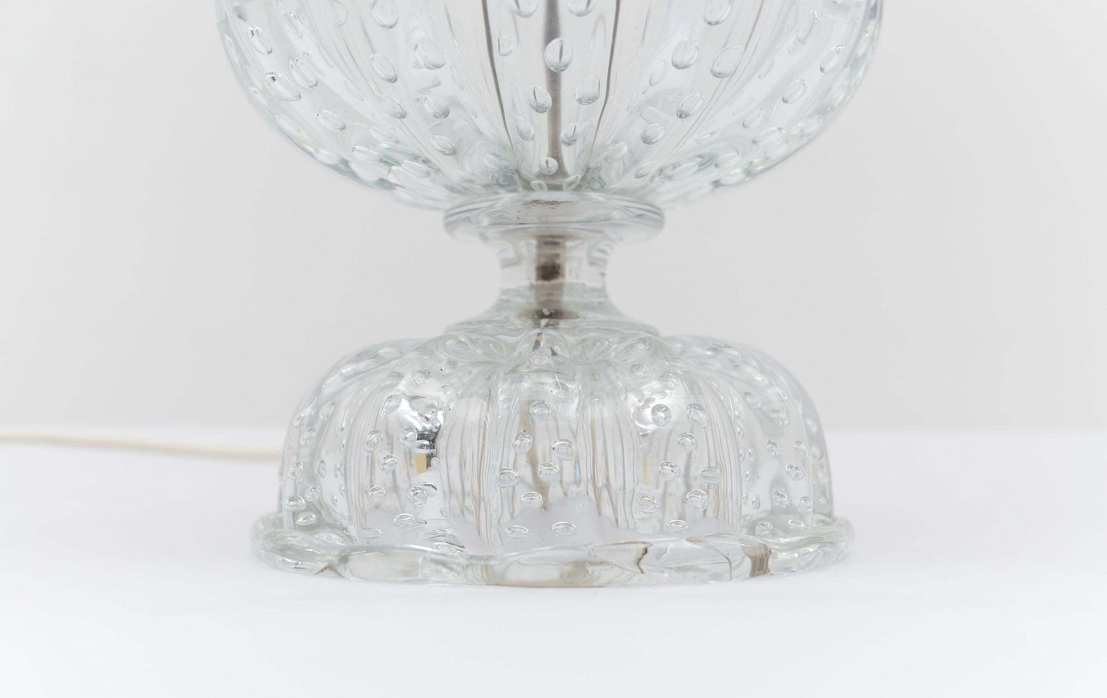 Murano Glass Table Lamp With Air Bubbles, Clear Glass, 1960s Italy photo vinterior