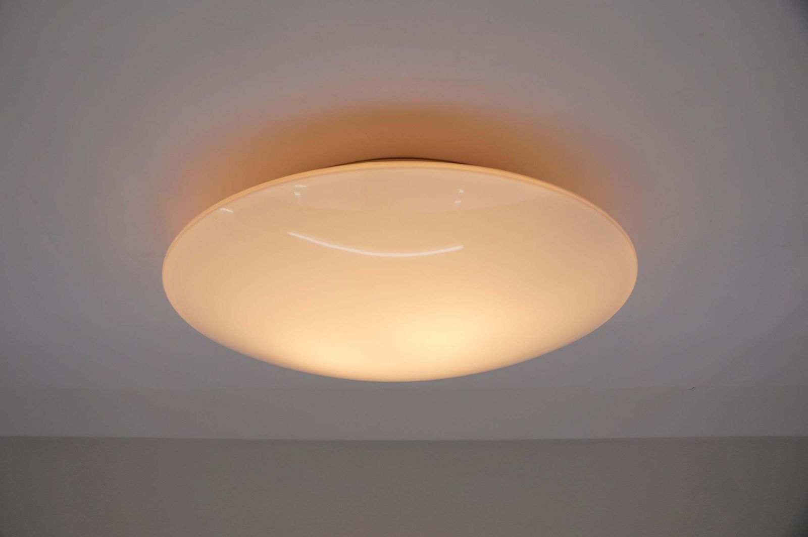 Large Opaline Glass Discus Ceiling Lamp By Limburg Bega, Mid Century Modern photo vinterior