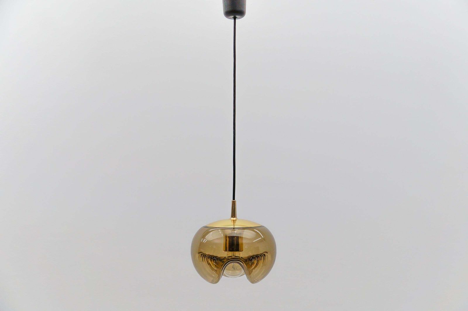 Smoked Glass Lamp "Wave" By Koch & Lowy For Peill & Putzler, 1960s photo furniture