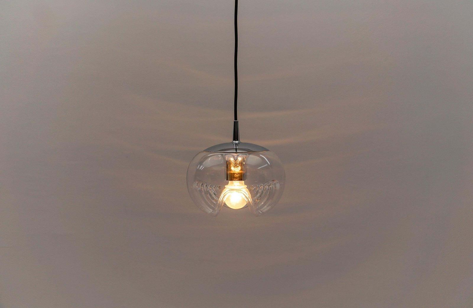 Clear Glass Lamp "Wave" By Koch & Lowy For Peill & Putzler, 1960s photo buy
