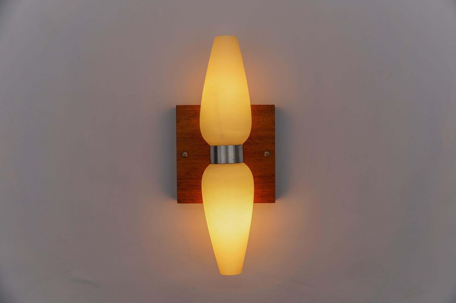 photo furniture Pair Of Wood And Opaline Glass Wall Lamps By Temde, Switzerland, 1960s