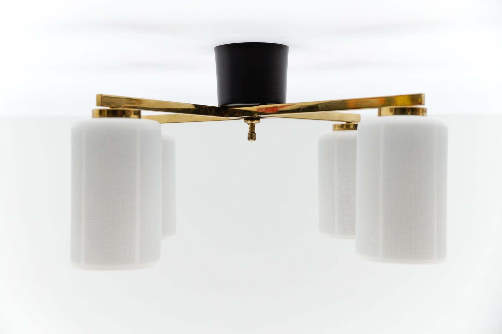 Mid Century Modern 4 Armed Brass And Glass Lamp, 1950s Italy photo for sale
