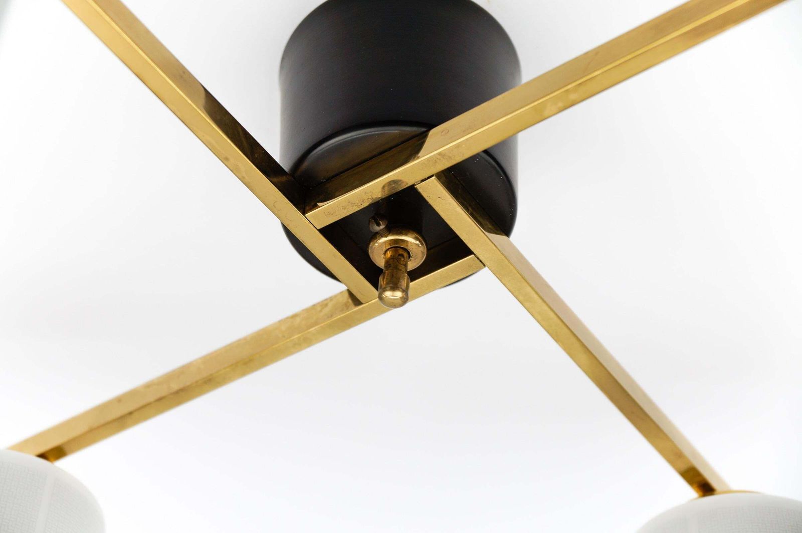 840.0 Mid Century Modern 4 Armed Brass And Glass Lamp, 1950s Italy photo