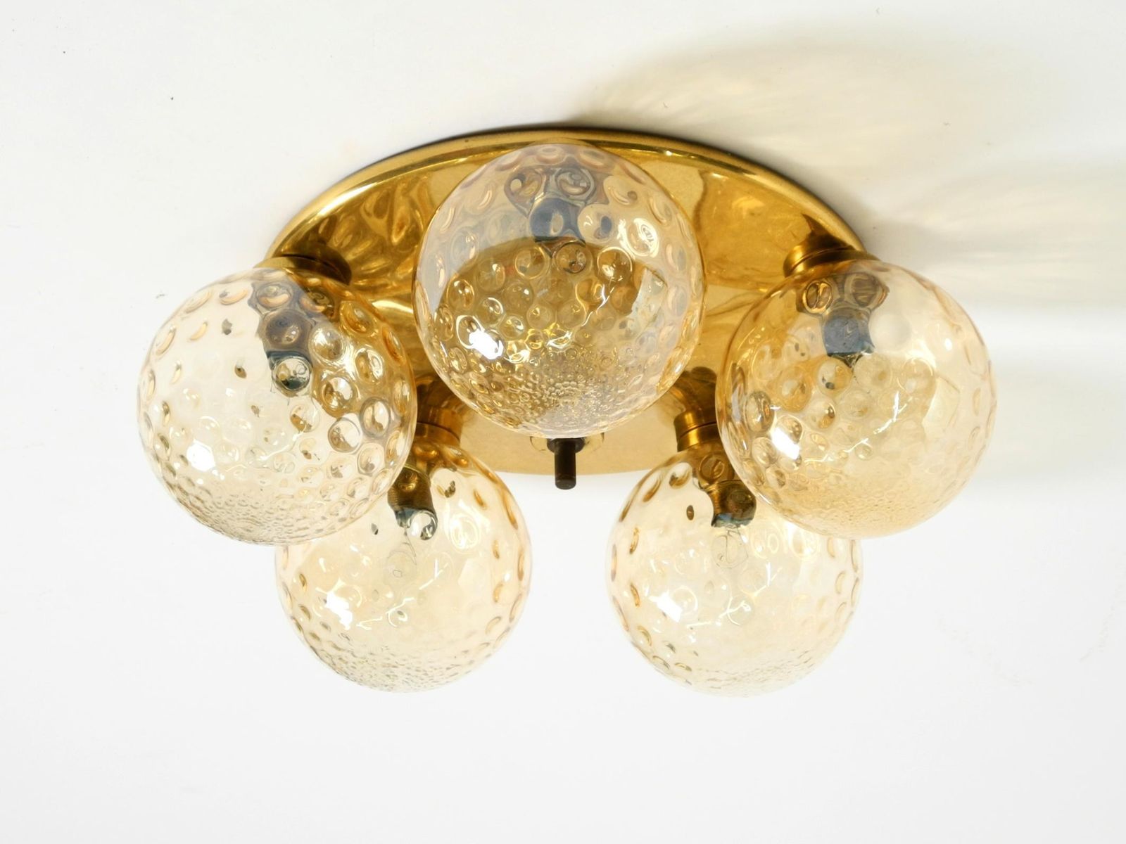 Beautiful 1960s Space Age Brass Ceiling Lamp With 5 Glass Balls photo for sale