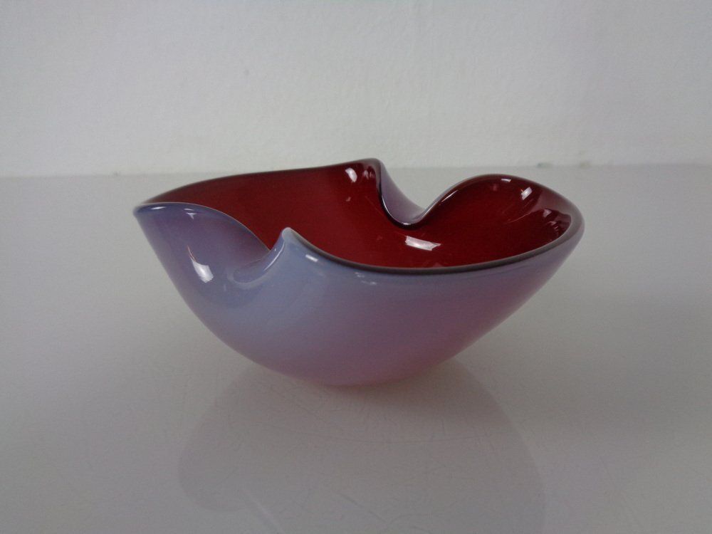 Red And Lilac Sommerso Murano Glass Bowl Or Ashtray, Italy, 1960s