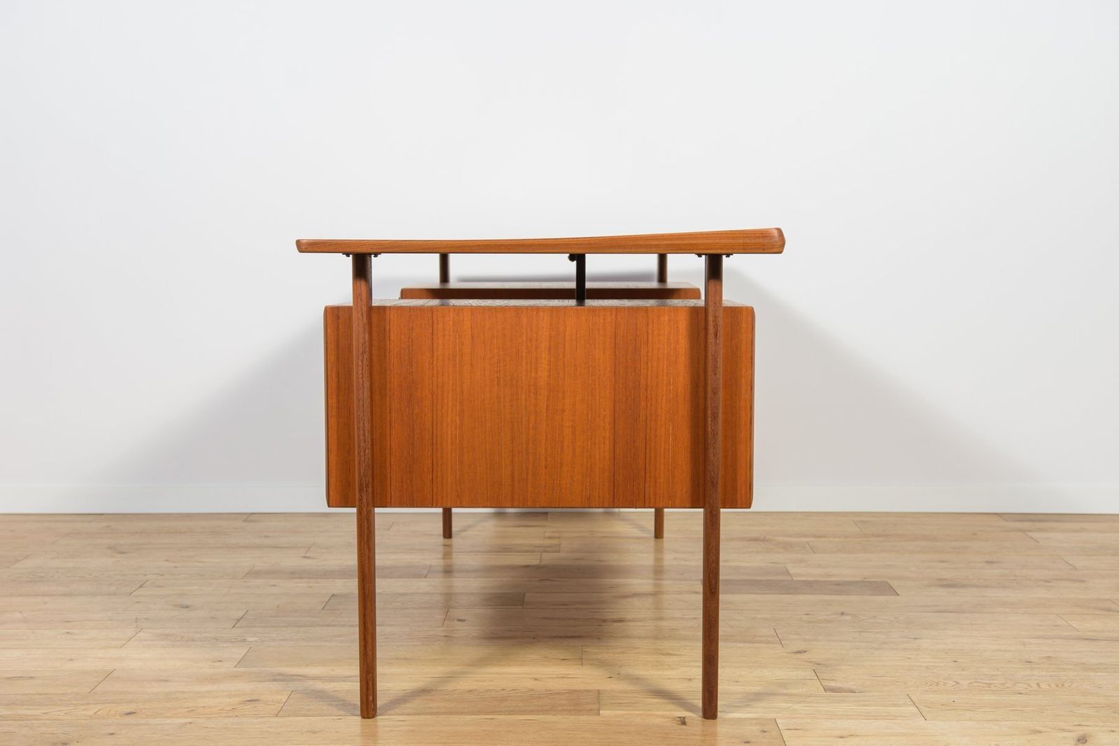 Mid Century Freestanding Teak Desk By Peter Løvig Nielsen For Loviq, 1960s photo vinterior
