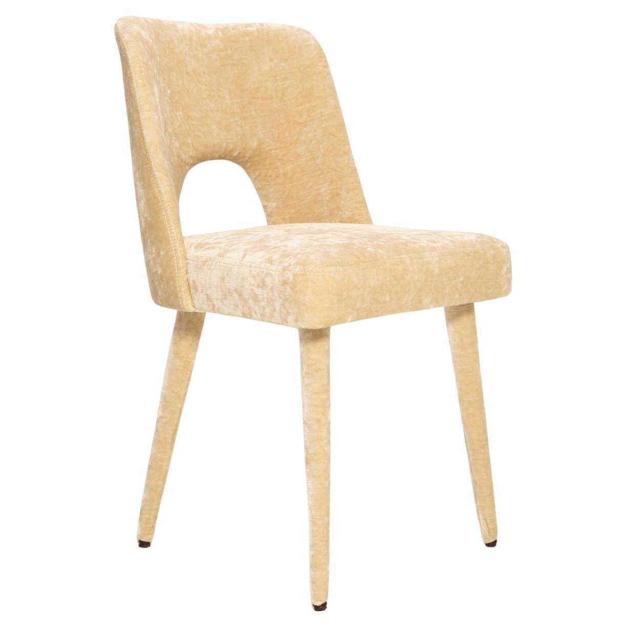 Mid Century Shell Chair In Beige Velvet Capri II By Pierre Frey, 1960s