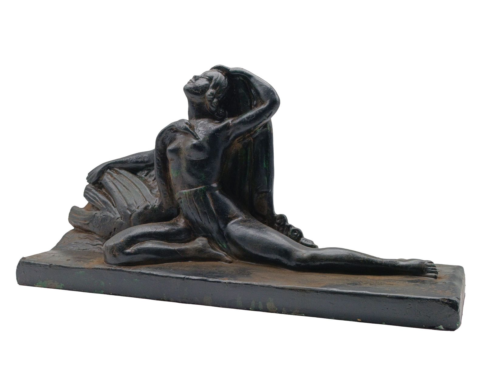 P. Roche Patinated Terracotta Sculpture "Leda And The Swan," 1970s photo for sale