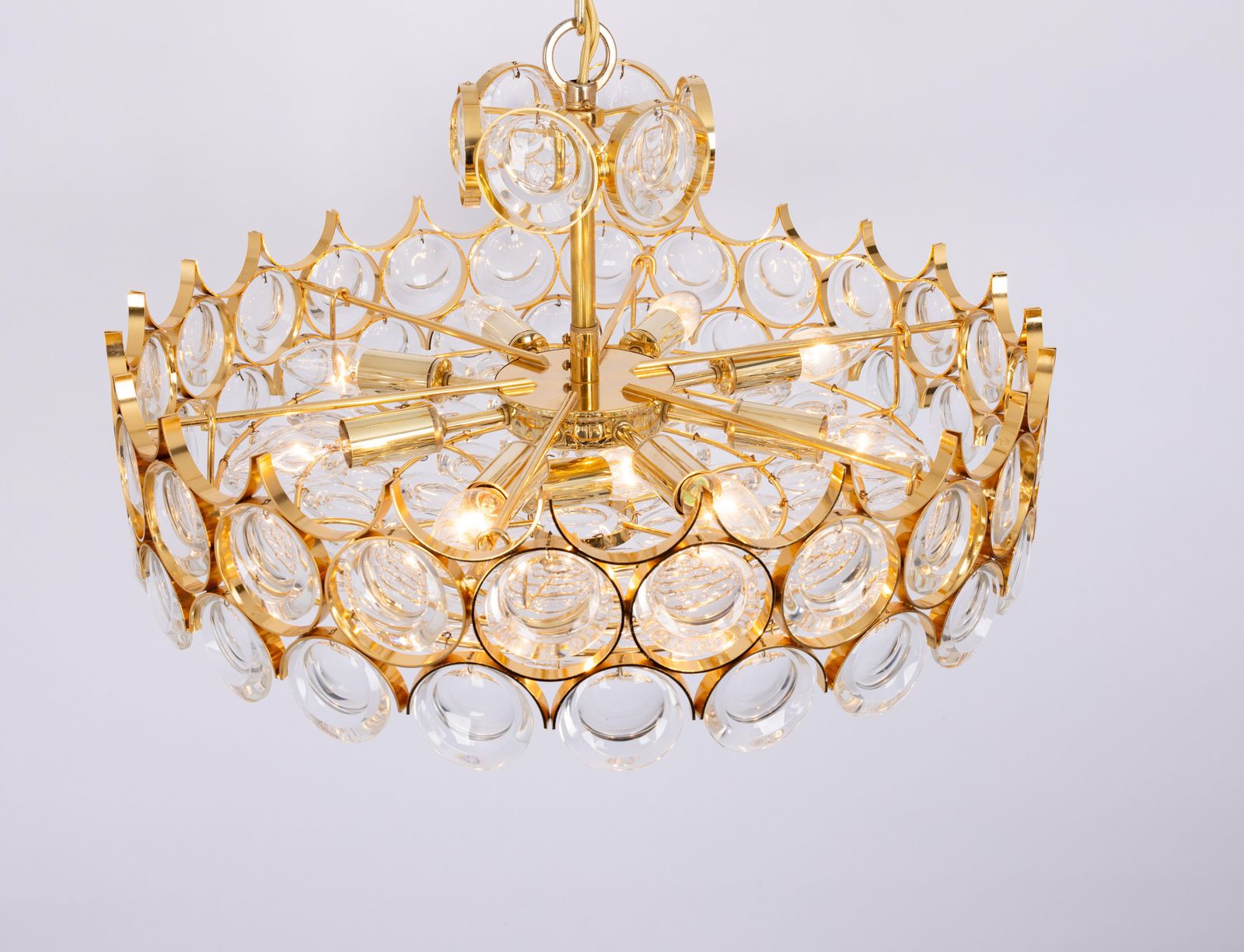 Large Gilt Brass Crystal Chandelier By Palwa, Sciolari Design, Germany, 1970s photo 2512.0