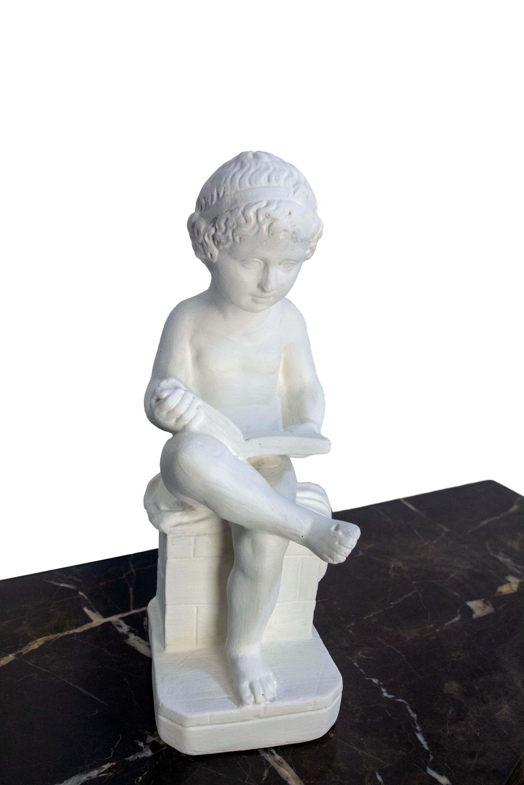 Pair Of Painted Plater Cherubs Book End France, Late 19th Century photo 336.0