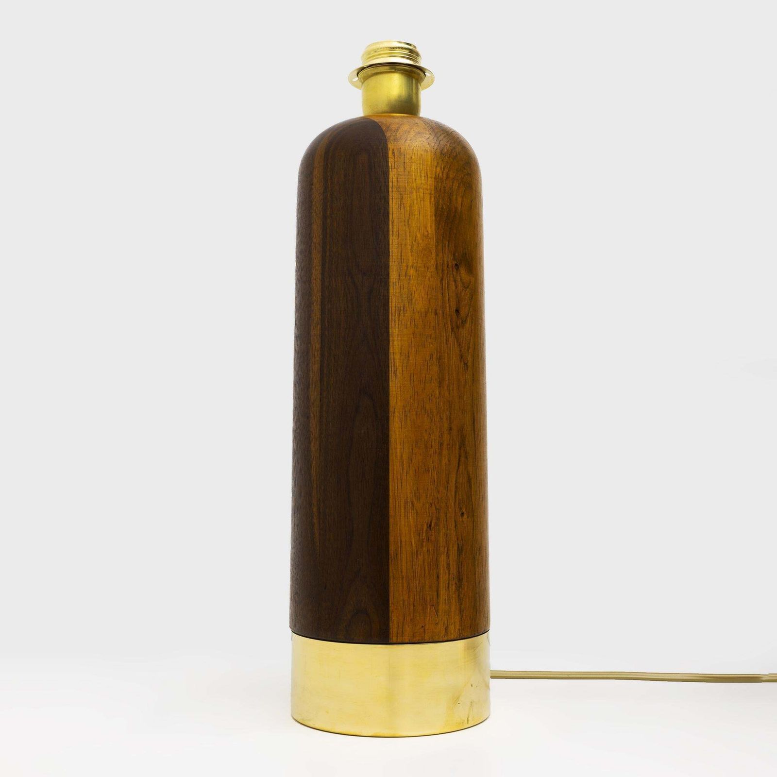 Pair Of Mid Century Modern Style Italian Wood And Brass Table Lamps photo buy