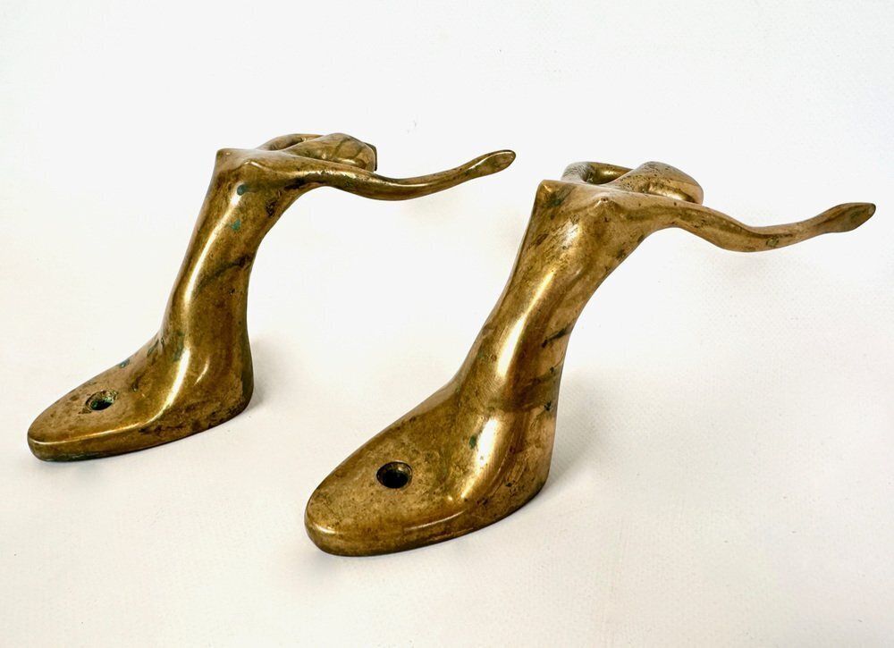 Mid Century Modern Bronze Ballerina Wall Hook, 1970s, Set Of 2 photo for sale