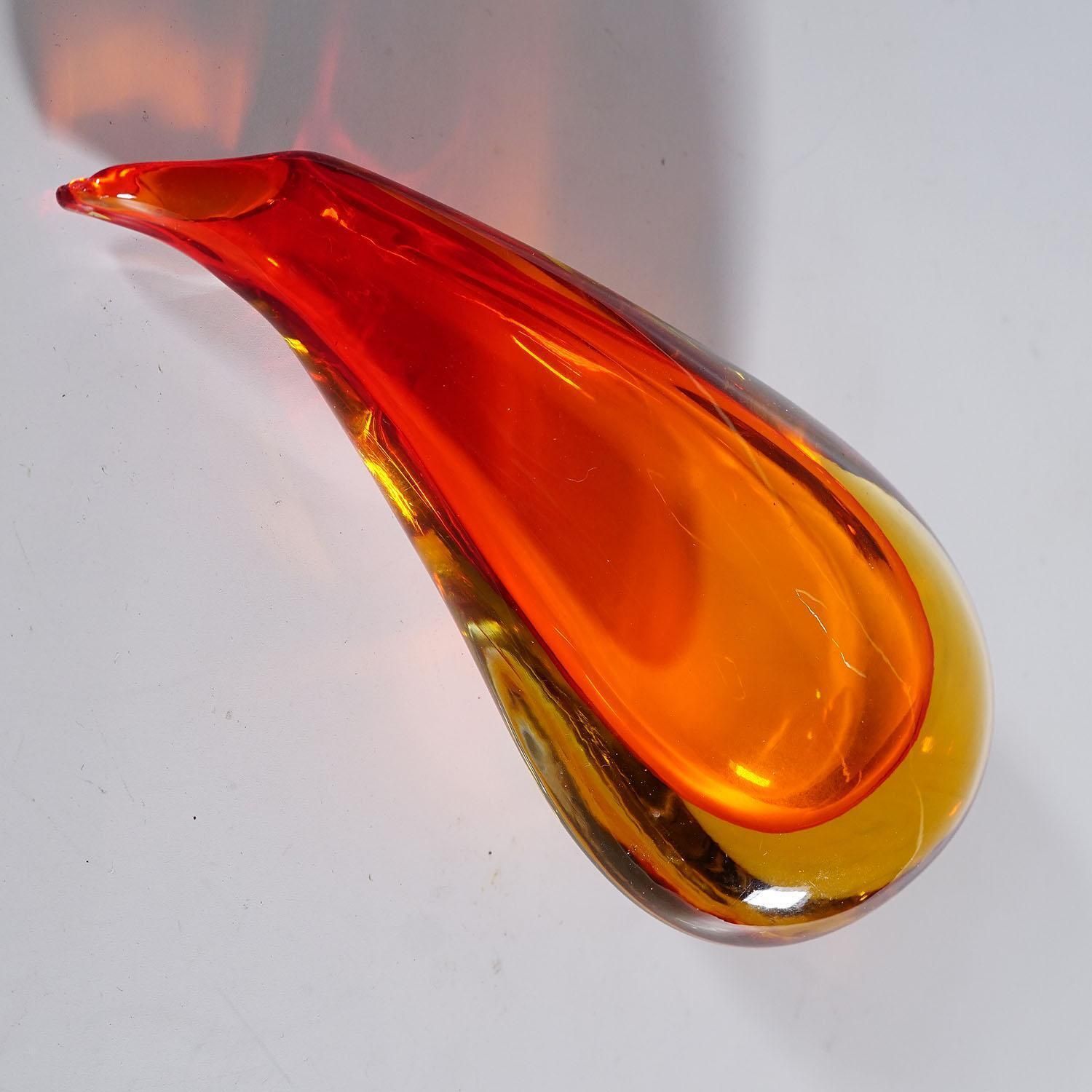 Vase In Red And Yellow Sommerso Glass, Flavio Poli For Seguso photo buy