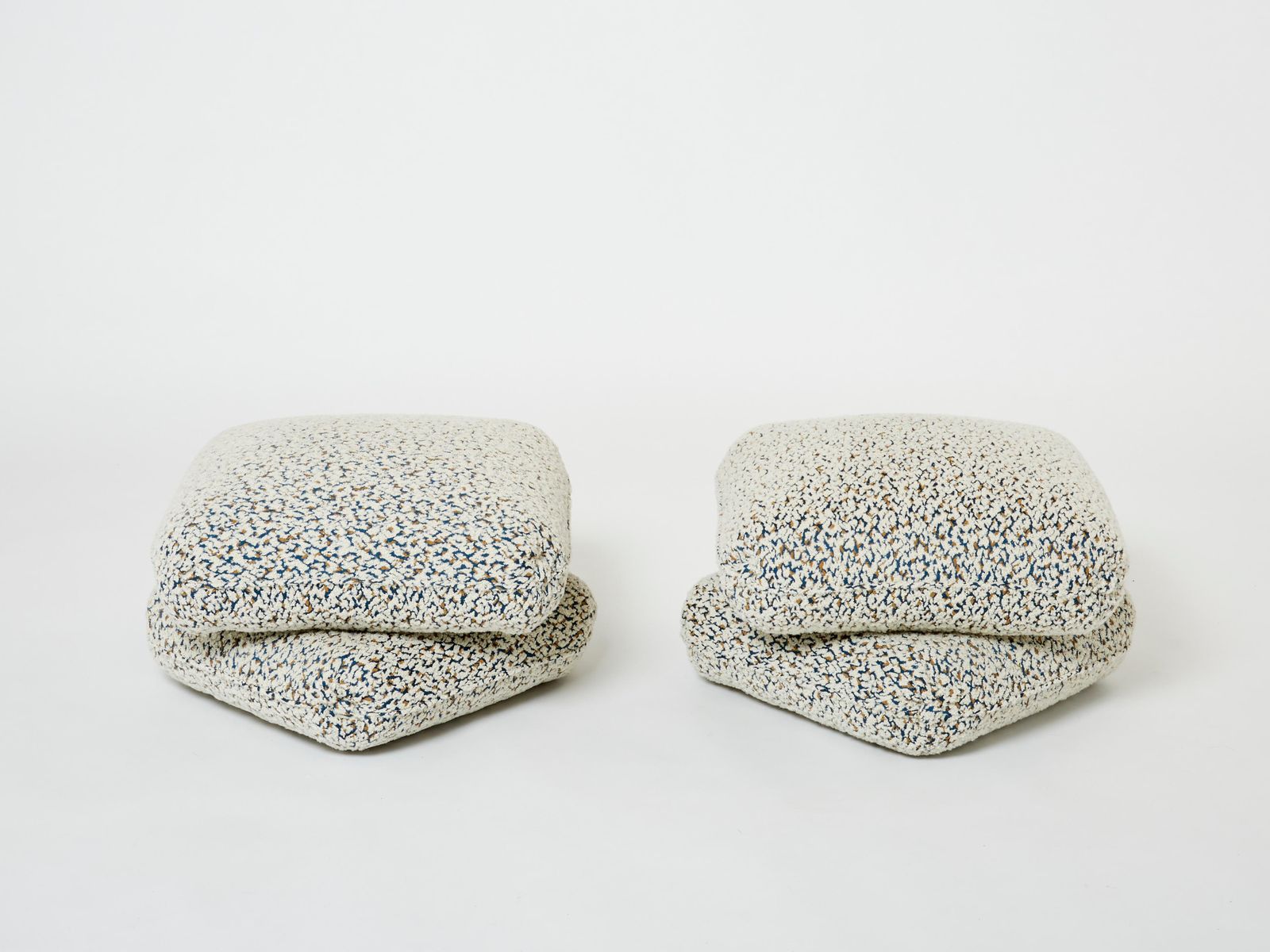 Jacques Charpentier Pair Of Ottomans Stools Alpaca Bouclé Maison Jansen 1970s photo furniture