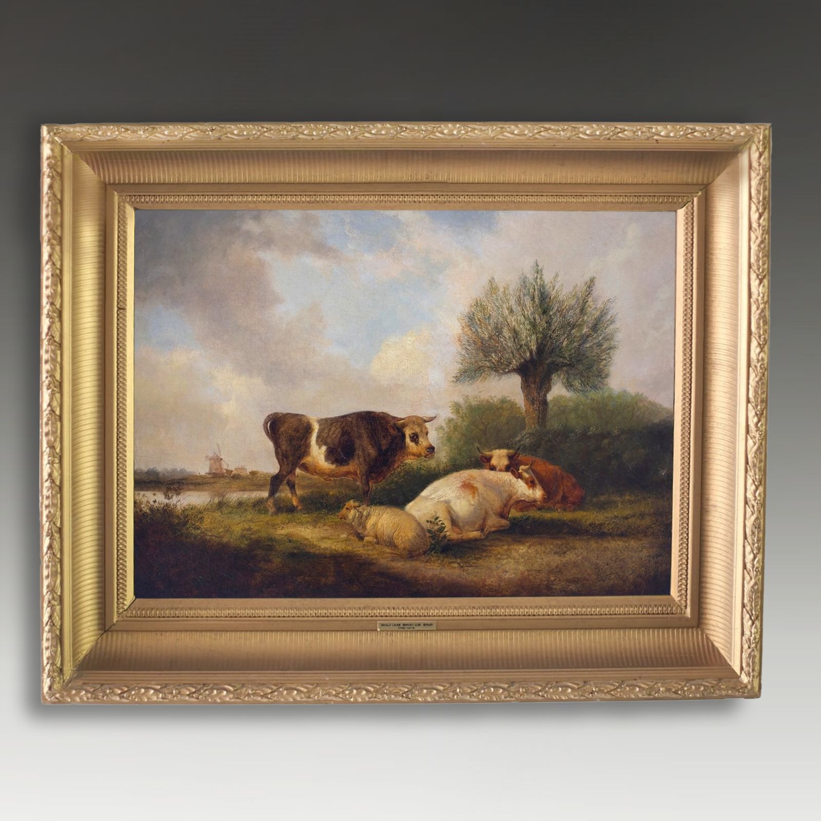 Antique  Oil Painting By William Shayer Snr (1788  1879) Recumbent Cattle 72cm