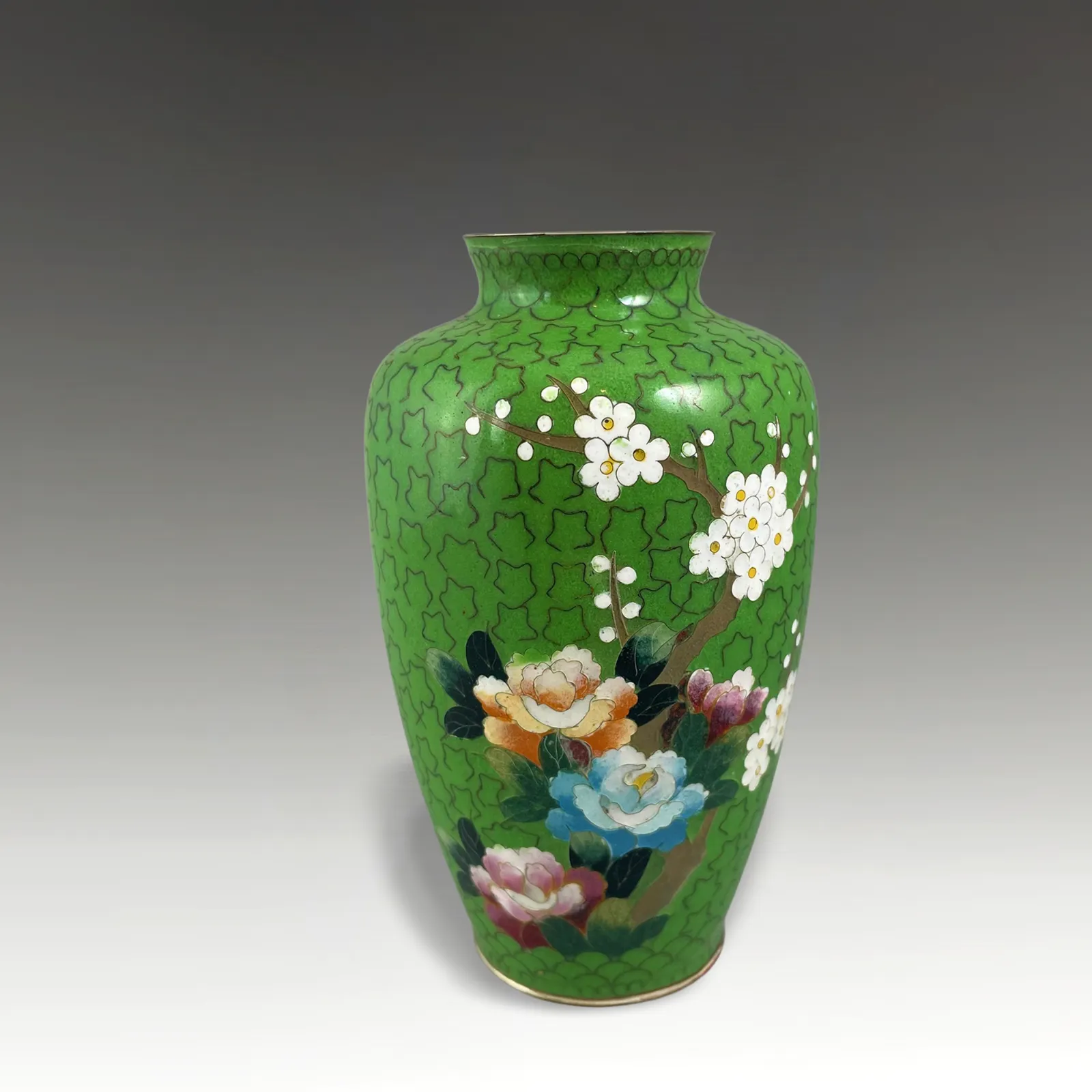 Japanese Cloisonne Vase  Meiji Period  Signed Inaba Shichiho Superb Quality 13cm
