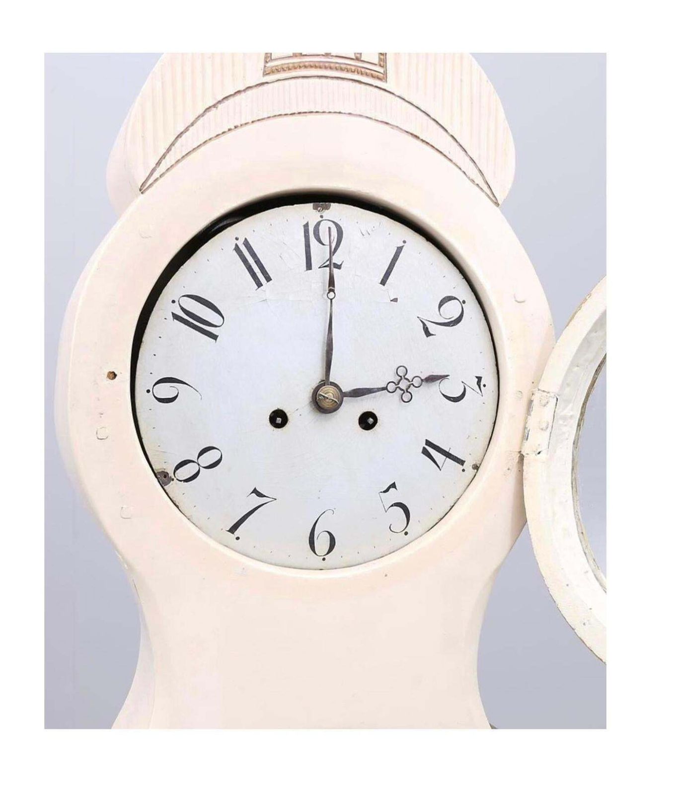 Swedish Mora Clock Antique White Svangd Model Early 1800s Antique A photo furniture