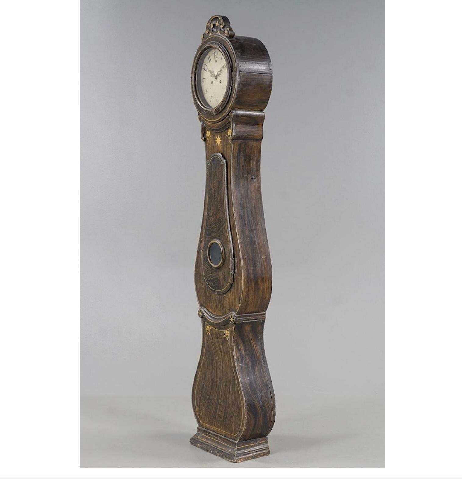 Mora Clock Swedish 1800s Antique Fryksdal 217cm Faux Wood Grain 1800s photo furniture